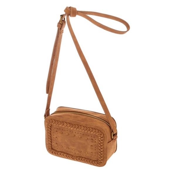 NWT Braided Cognac Crossbody Camera Bag - Picture 3 of 3